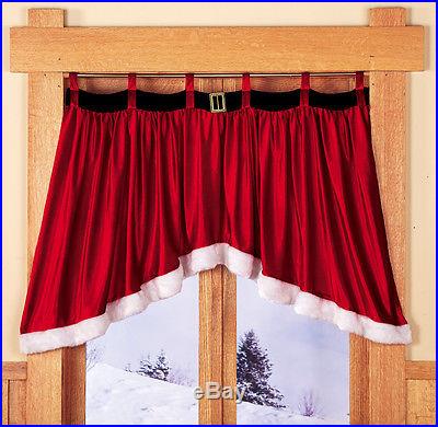 Velveteen Santa Belt Window Treatment Valance Christmas Holiday Decoration New