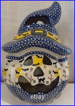 Vena Polish Pottery Jack O Lantern Candle Holder 13 Iza Supnicnin 510-B-269-Q2