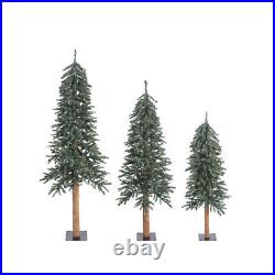 Vickerman 4′ 5′ 6′ Natural Bark Alpine Artificial Christmas Tree Set Unlit