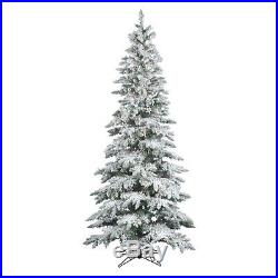 Vickerman 6.5 ft. Flocked Slim Utica Fir Dura-Lit Christmas Tree, White, 6.5 ft