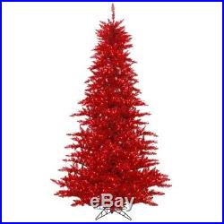 Vickerman 6.5' x 46 Tinsel Red Fir Artificial Christmas Tree with Red Lights