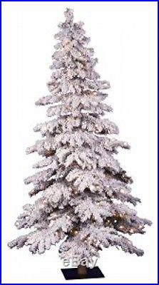 Vickerman 6' Flocked Spruce Artificial Christmas Tree With 300 Clear Lights