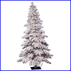 Vickerman 6′ Flocked Spruce Artificial Christmas Tree with 300 Clear lights 6