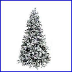 Vickerman 7.5' Pre-lit Flocked Layered Utica Fir Artificial Christmas Tree