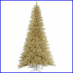 Vickerman 7.5′ White-Gold Tinsel Artificial Christmas Tree Unlit