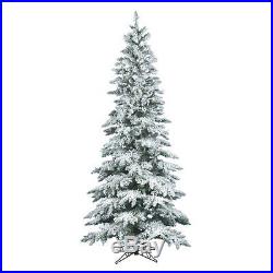 Vickerman 7.5 ft. Flocked Slim Utica Fir Christmas Tree, Green, 7.5 ft