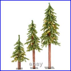 Vickerman Lit Natural Alpine Artificial Christmas Tree Set with Clear Lights