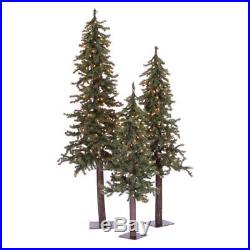 Vickerman Natural Alpine Slim Unlit Christmas Tree Set of 3, Green