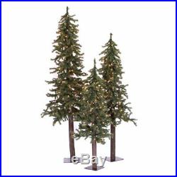 Vickerman Natural Triple Alpine Pre-lit Christmas Tree Set