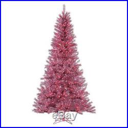 Vickerman Orchid Pink Tinsel Pre-lit Christmas Tree, 6.5 ft