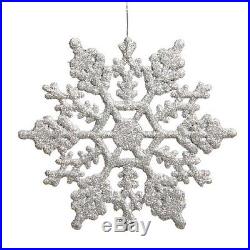 Vickerman Plastic Glitter Snowflake, 4-Inch, Silver, 24 Per Box New