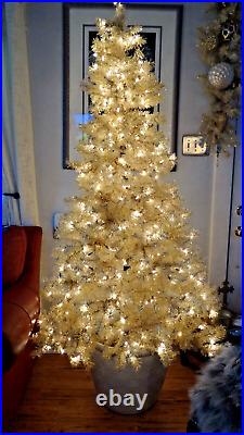 Vickerman Pre-Lit White Gold Tinsel Christmas Tree 6.5 Feet