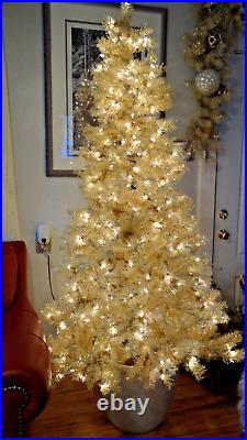 Vickerman Pre-Lit White Gold Tinsel Christmas Tree 6.5 Feet