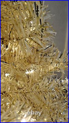 Vickerman Pre-Lit White Gold Tinsel Christmas Tree 6.5 Feet