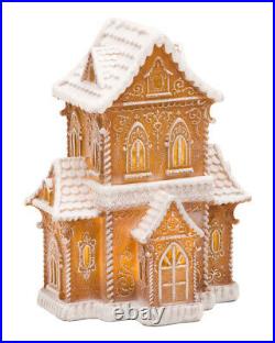 Victorian LED Gingerbread House White Icing Christmas Table Decorations 12 inch