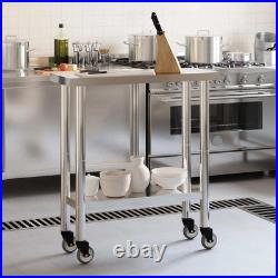 VidaXL Kitchen Work Table with Wheels 32.5x11.8x33.5 Stainless Steel