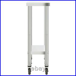 VidaXL Kitchen Work Table with Wheels 32.5x11.8x33.5 Stainless Steel