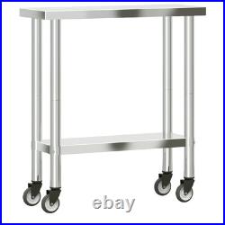 VidaXL Kitchen Work Table with Wheels 32.5x11.8x33.5 Stainless Steel