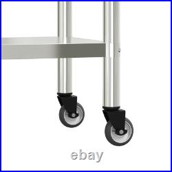 VidaXL Kitchen Work Table with Wheels 32.5x11.8x33.5 Stainless Steel