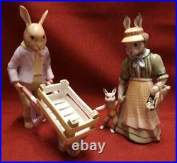 Villeroy & Boch v&b Bunny Family Hasenpapa mit Schubkarre + Hasenmama mit Hut