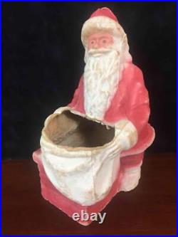 Vintage 10 Large Santa Claus Pressed Cardboard Pulp Paper Mache Candy Container