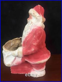 Vintage 10 Large Santa Claus Pressed Cardboard Pulp Paper Mache Candy Container