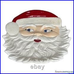Vintage 14 Christmas Studio Pottery Santa Face Centerpiece Cookie Platter