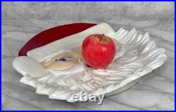 Vintage 14 Christmas Studio Pottery Santa Face Centerpiece Cookie Platter