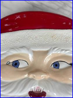 Vintage 14 Christmas Studio Pottery Santa Face Centerpiece Cookie Platter