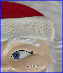 Vintage 14 Christmas Studio Pottery Santa Face Centerpiece Cookie Platter