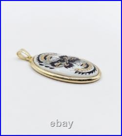 Vintage 14k gold Meissen porcelain pendant with floral decoration