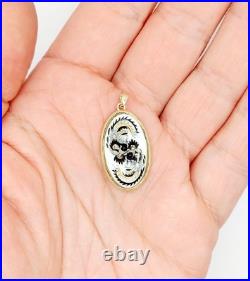 Vintage 14k gold Meissen porcelain pendant with floral decoration