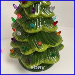 Vintage 15 Ceramic Christmas Tree Lighted Green with Star & Twist Bulbs Works