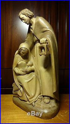 Vintage 16 Wood Hand Carved Block Nativity Set Scene Holy Family Mary Jesus