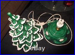 Vintage 17 Inch Light Up Ceramic Table Or Office Top Snowy Green Christmas Tree
