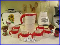 Vintage 1959 Holt Howard Christmas Santa Claus Pitcher Jug & 6 Cups /Mugs Set