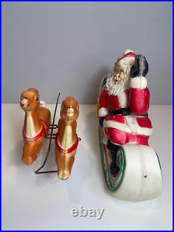 Vintage 1970 Empire Santa's Sleigh & 2 Reindeer Blow Mold W light