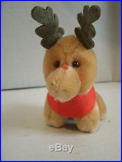 Vintage 1985 Reindeer Plush McDonalds Christmas Ornament 4 1/2 gift cert. Bonus