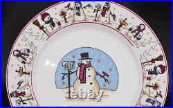 Vintage 1997 Snowmen Serenade Cambridge Potteries 20 Piece Dinner Set For 4