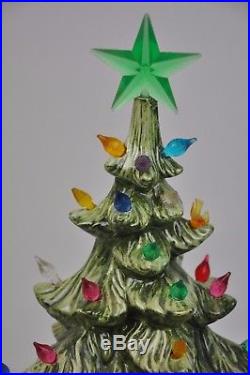 Vintage 19 ATLANTIC Ceramic Mold CHRISTMAS TREE 2pc Jewel Bulbs/Birds Lights