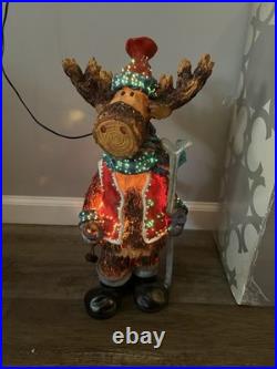 Vintage 2005 Fiber Optic Color Changing Moose Christmas Decor 19 WORKS with Box