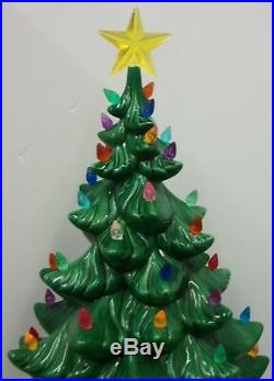 Vintage 24 Atlantic Mold Lighted Ceramic Christmas Tree 4-Pc with Musical Base
