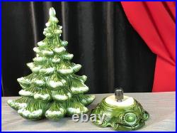 Vintage 2pc 21 Ceramic Light-Up Majestic Flocked CHRISTMAS TREE