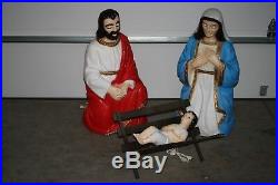 Vintage 32 Beco or Empire Blow Mold Nativity Set Mary Joseph Jesus Manger