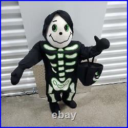 Vintage 36 Porch Kids Skeleton Trick or treater With Box Cute Halloween Decor