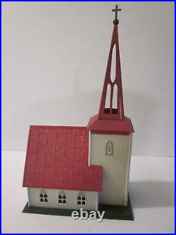 Vintage 40′s Tin The Country Church Candlelight & Chime Bells from Sweden Rare