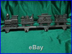 Vintage 4 Piece Train Stocking Holders Heavy Cast Brown/bronze In Color
