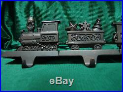Vintage 4 Piece Train Stocking Holders Heavy Cast Brown/bronze In Color