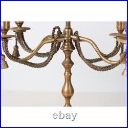 Vintage 5-Arm Brass Candelabra with Rope & Tassel Detail, Tapered-Candle Holder Vintage 5-Arm Brass Candelabra with Rope & Tassel Detail, Tapered-Candle Holder