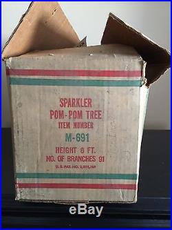 Vintage 6'FT Sparkler Pom Pom (#M-91) 91 Branches Aluminum Christmas Tree